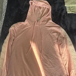 Blush Pink Women's Hoodie with Lace Accents
